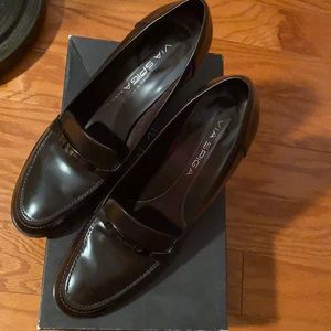 Via Spiga brown canova pennyloafer shoes
